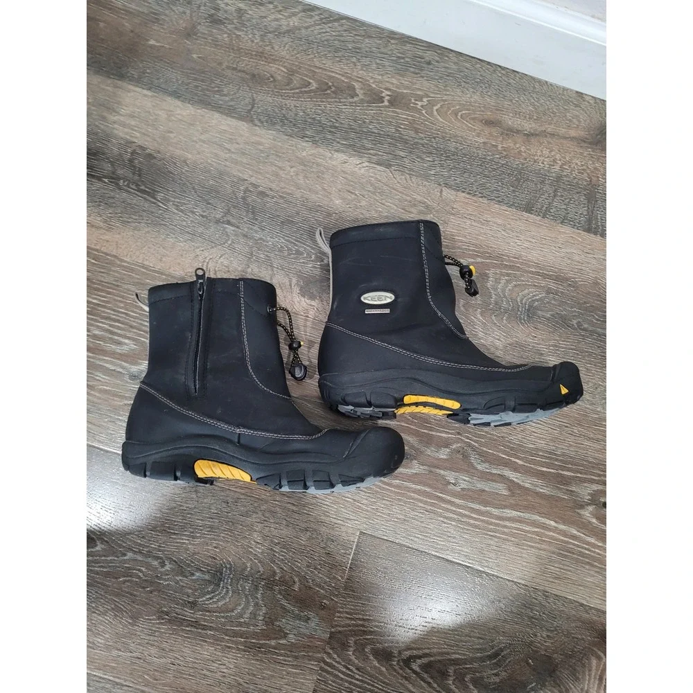 Keen Mens Black Waterproof Winter Boots Leather Mid-Calf Side Zip Size 6 US #1